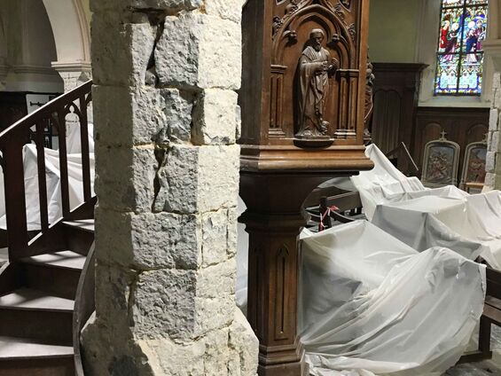 Maçonnerie de la pilasse de l'église Travaux 3CA