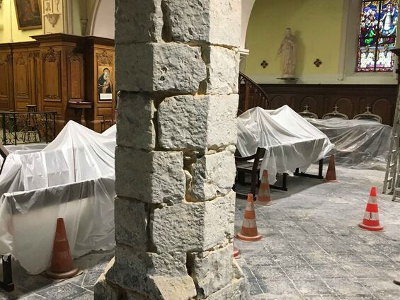 Maçonnerie de la pilasse de l'église Travaux 3CA